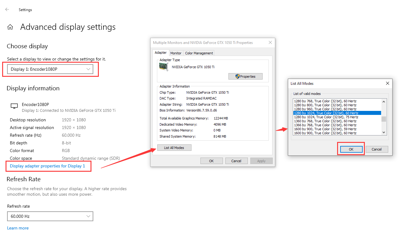 output resolution output to encoder settings